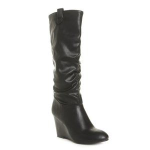 New Rampage Black Wedge Slouchy Boots